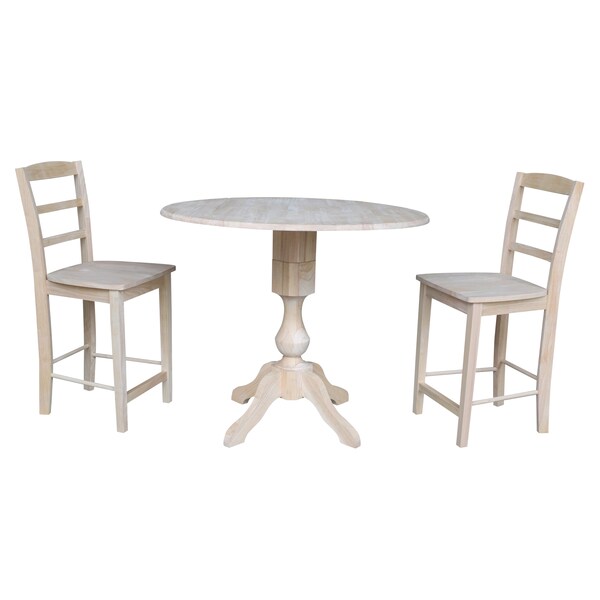International Concepts Round 42 in Rd Ped Gathering Ht Table, 2 Stools, Unfinished, Ready to Finish, 42 in W, 42 in L, Wood K-42DPT-11-S402-2 - main